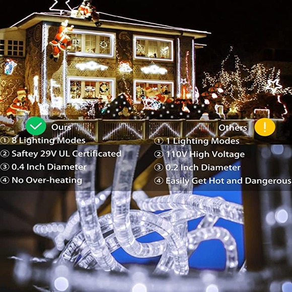 Rope Lights 66ft 480 LED 8 Modes Flexible with Timer & Memory (Warm White) - Picture 5 of 7